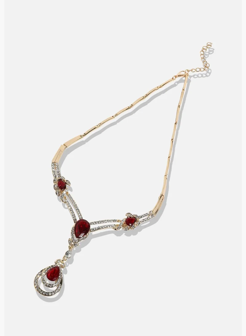 SOHI Gold Plated Designer Stone Party Wear Necklace and Earring Set For Women