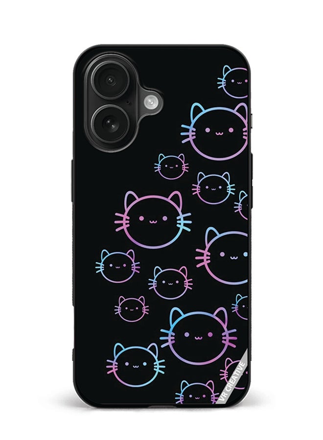 VR CREATIVE Protective Case Cover For Apple iPhone 16 Cat Face Design Multicolour