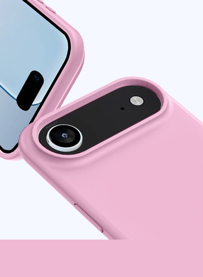 CATANES 2Packs Liquid Silicone Protective Phone Case for iPhone 17 Air , Soft Anti-Scratch Microfiber Lining Utra Slim Drop Protection Phone Cover with 3D Screen Protector - Pink - Image 3