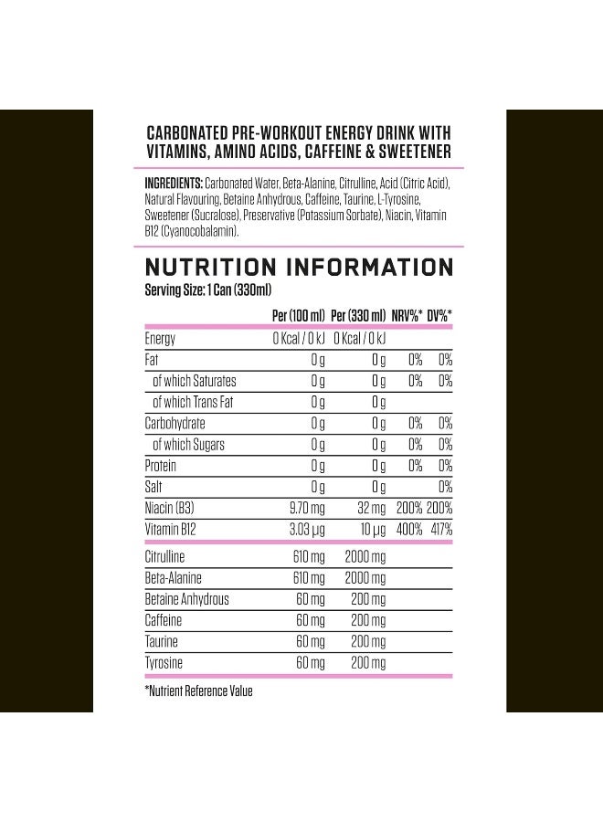 Applied Nutrition ABE Pre Workout Cans - All Black Everything Energy + Performance Drink, ABE Carbonated Beverage Sugar Free with Caffeine (Pack of 12 Cans x 330ml) (Fruit Candy)