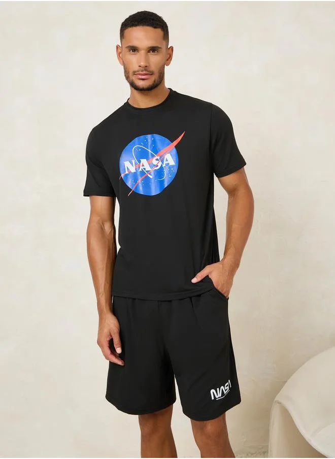 Styli NASA Logo Print T-Shirt & Shorts Set