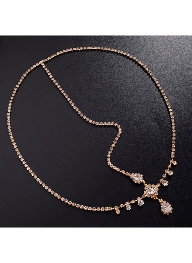 Missgrace - Bohemian Women Bridal Dainty Shining Rhinestone Head Chain Gold Silver Waterdrop Head Chain Headband Boho Crystal Teardrop Headpiece Hair Jewelry Wedding Prom Party Halloween Festival Hair - Image 1