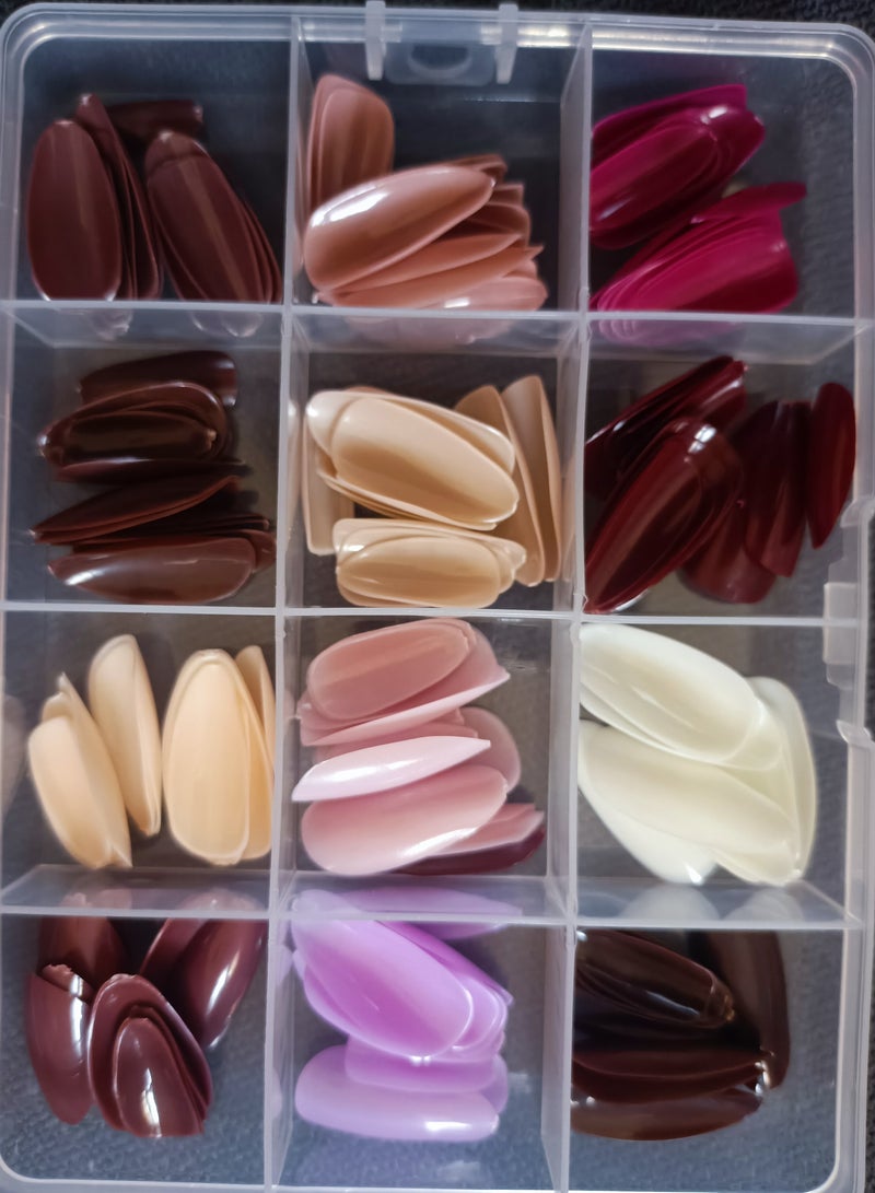 أظافر صناعية لامعه، ١٤٤ قطعة، ١٢ لون مختلف، متعددة الألوان. - Image 1