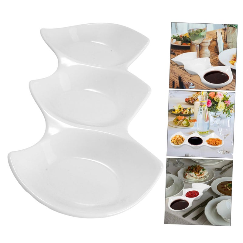 White Ceramic Sauce Bowl Set 3 Piece Multi Function For Side Dishes Sauces Home Restaurant - Image 4