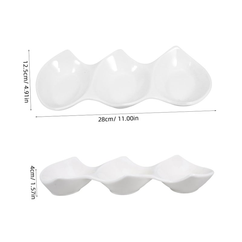 White Ceramic Sauce Bowl Set 3 Piece Multi Function For Side Dishes Sauces Home Restaurant - Image 3