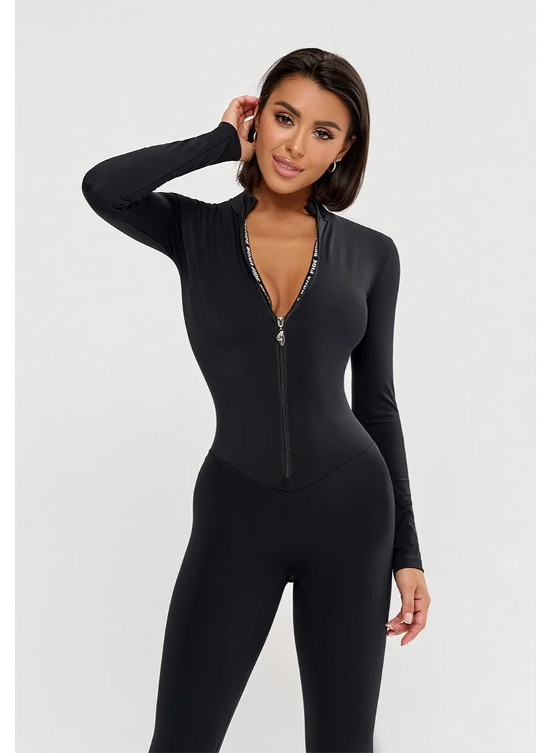 Bona Fide Bona Fide One Piece Workout Jumpsuit for Women – Long Sleeve Athletic Romper with Tummy Control & Sculpting Fit