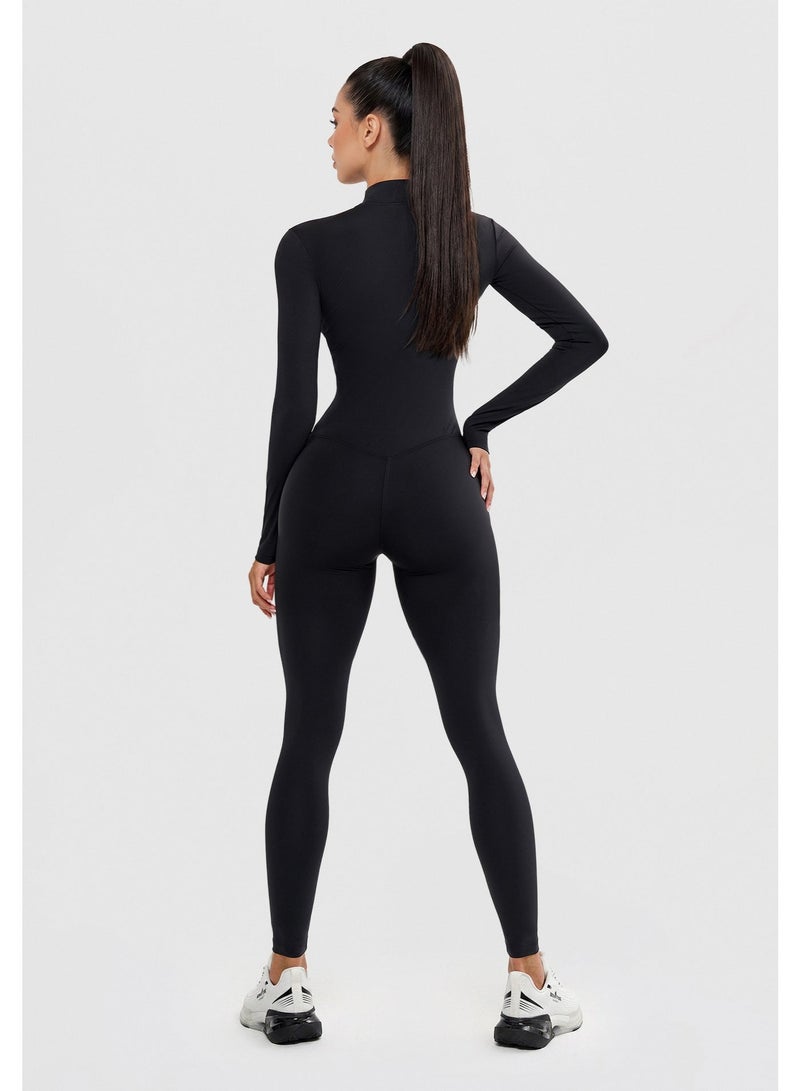 Bona Fide One Piece Workout Jumpsuit for Women – Long Sleeve Athletic Romper with Tummy Control & Sculpting Fit - Image 4