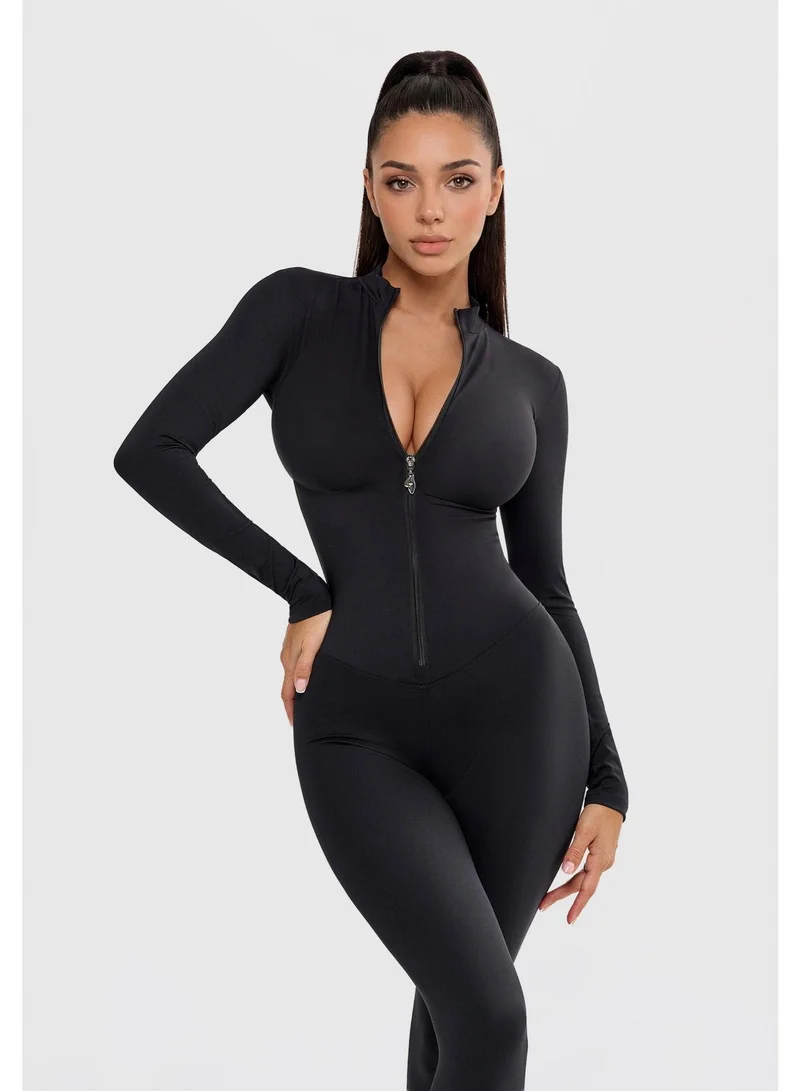 Bona Fide Bona Fide One Piece Workout Jumpsuit for Women – Long Sleeve Athletic Romper with Tummy Control & Sculpting Fit