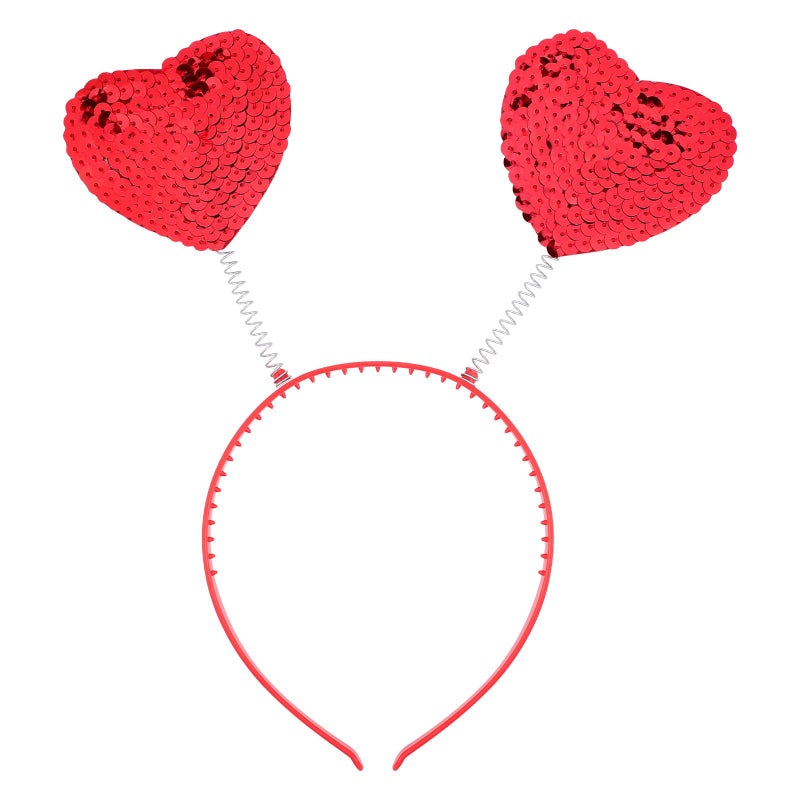 Lurrose Heart Headband Valentines Day Headband Red Sequin Loveshaped Head Boppers Party Hair Accessoires for Holiday Festival