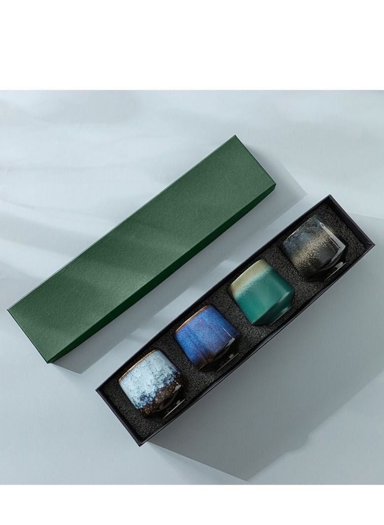 Exquisite 4-Piece Ceramic Teacup Set Box Package for Gifts 220ML - Image 1