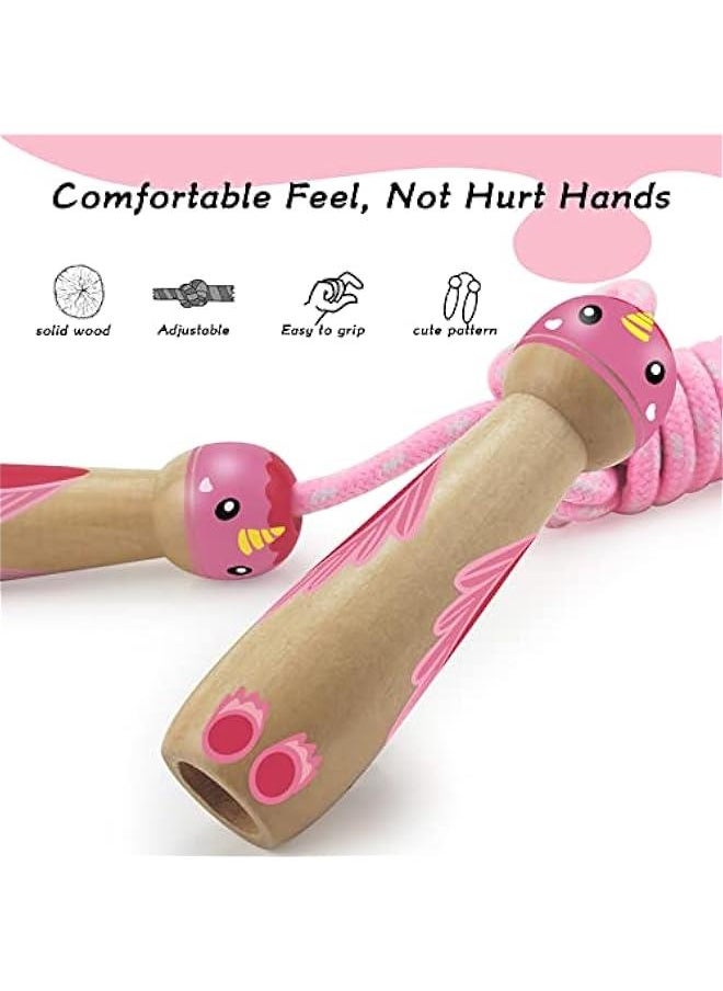 Generic 2 Pack Jump Rope for Kids Ages 4-8 8-12, Kids Jump Rope for Boys Girls Skipping Fitness Rope for Toddlers Wooden Handle Cotton Jumping Rope for Kids Outdoor Activity, Pink & Green A  - Image 4