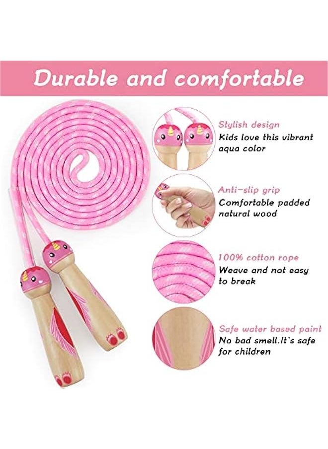 Generic 2 Pack Jump Rope for Kids Ages 4-8 8-12, Kids Jump Rope for Boys Girls Skipping Fitness Rope for Toddlers Wooden Handle Cotton Jumping Rope for Kids Outdoor Activity, Pink & Green A  - Image 5