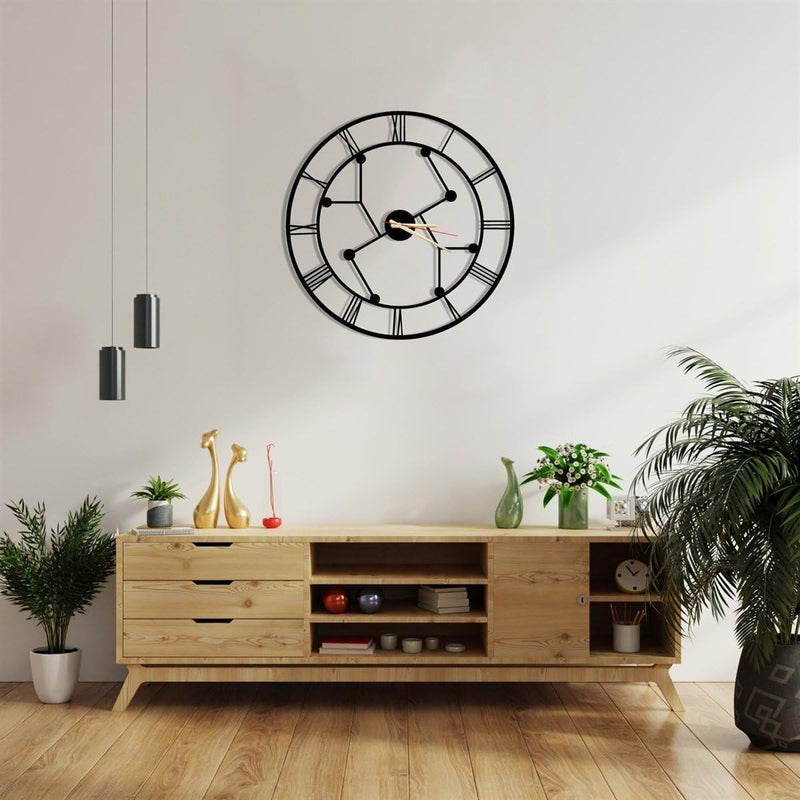 HIRVALL Wall Clock for Living Room Decor Silent NonTicking Vintage Industrial Style Black Metal Clock for Office Bedroom Kitchen Housewarming Gift Samana 137 Inch - Image 2
