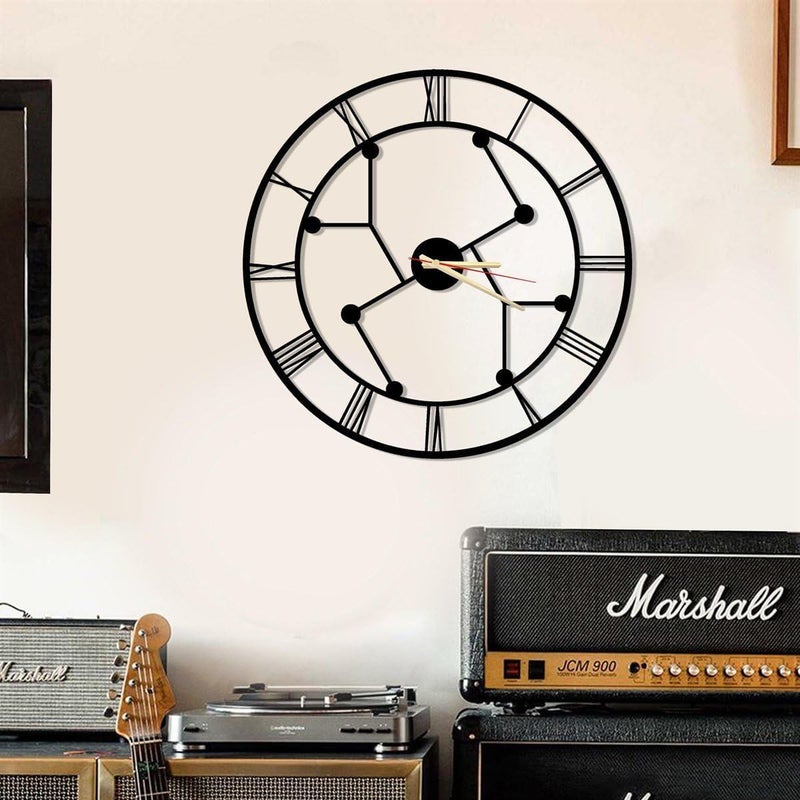 HIRVALL Wall Clock for Living Room Decor Silent NonTicking Vintage Industrial Style Black Metal Clock for Office Bedroom Kitchen Housewarming Gift Samana 137 Inch - Image 5