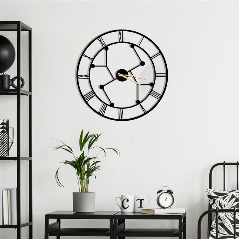 HIRVALL Wall Clock for Living Room Decor Silent NonTicking Vintage Industrial Style Black Metal Clock for Office Bedroom Kitchen Housewarming Gift Samana 137 Inch - Image 4