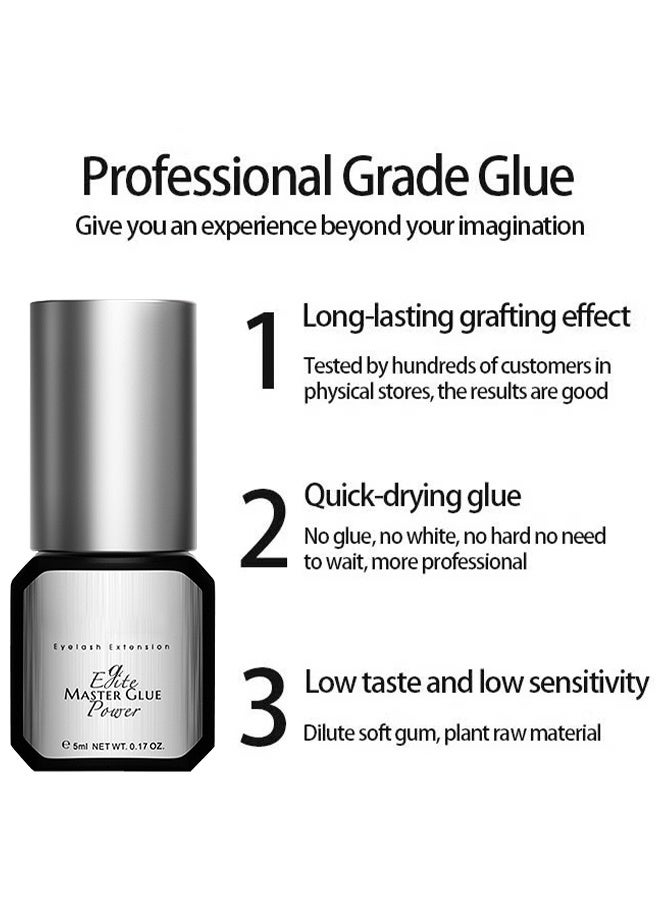 جوللي Master Glue, Extra Strong Eyelash Extension Glue, (0.17fl.oz / 5ml) / 0.5-1 Sec Drying Time/Retention, 7 Weeks/Maximum Bonding Power/Professional Use Only Black Adhesive For Semi-Permanent Extensions - Image 2