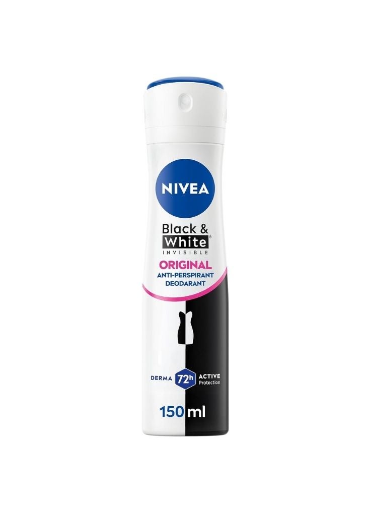 Nivea Black & White Invisible Original Deodorant Spray – 72H Protection (150ml) - Image 2