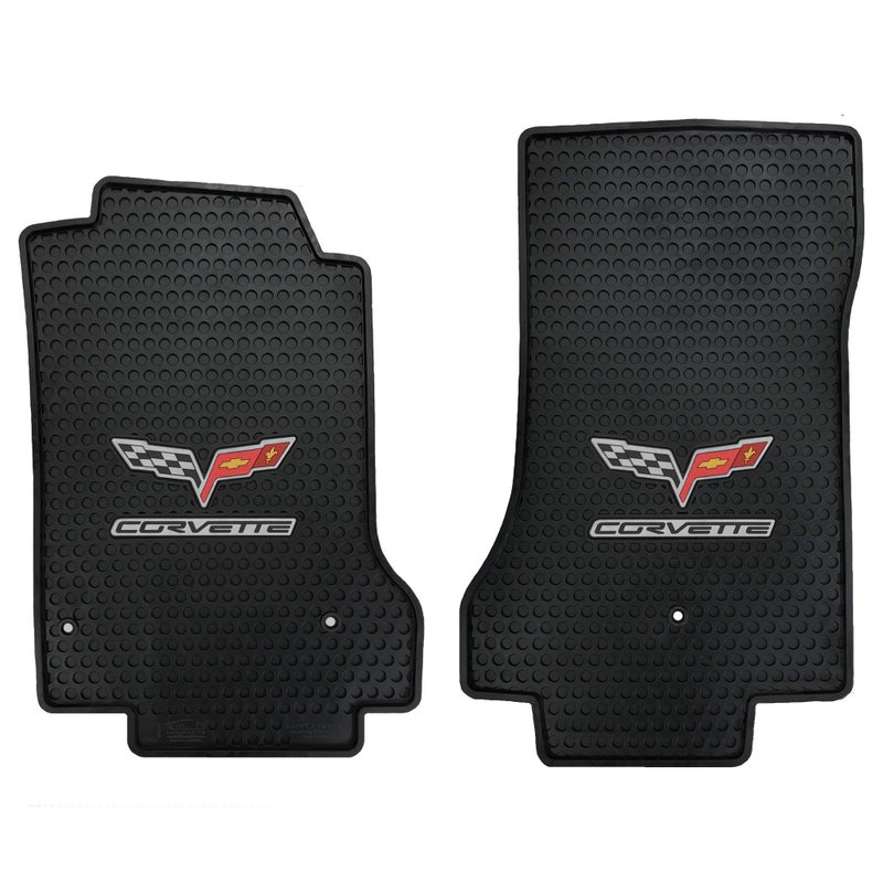 Lloyd Mats Custom-Fit All-Weather Rubber Floor Mats for Corvette C6 2005-2007.5 (Post Fastener) (2PC - Fronts, Black) - Image 1