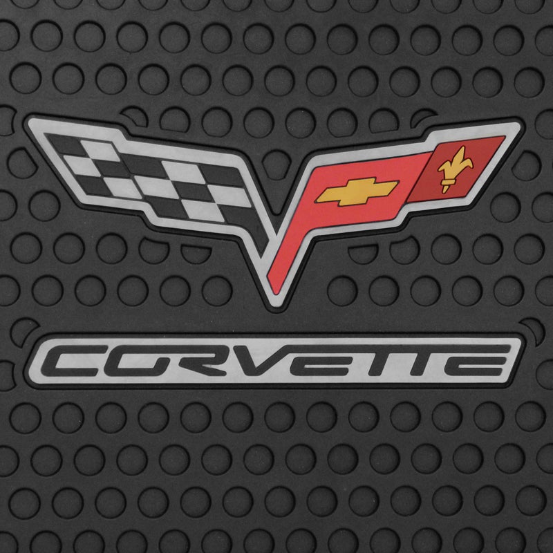 Lloyd Mats Custom-Fit All-Weather Rubber Floor Mats for Corvette C6 2005-2007.5 (Post Fastener) (2PC - Fronts, Black) - Image 2