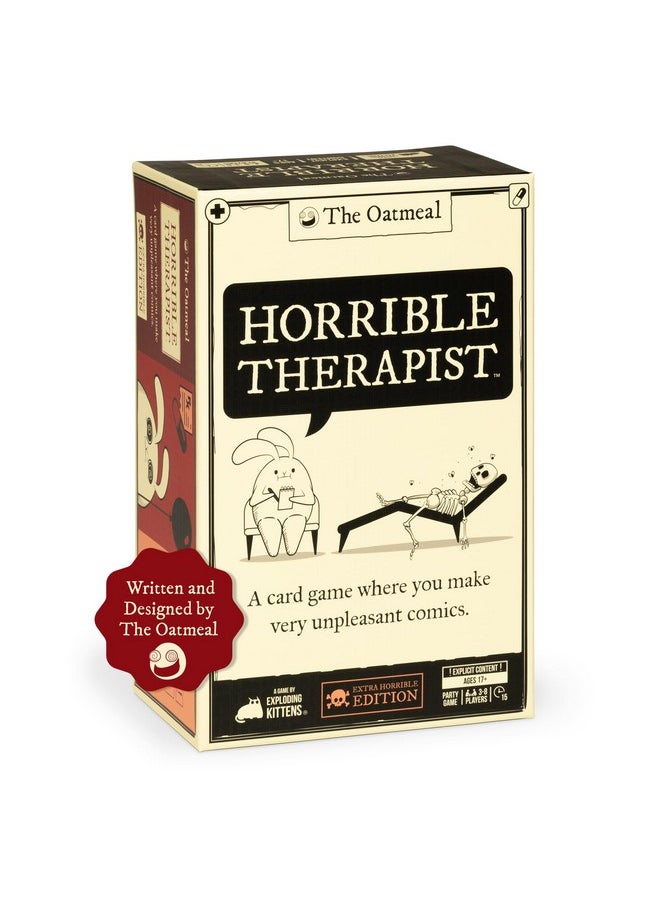 Exploding Kittens LLC Exploding Kittens Horrible Therapist: Extra Horrible Edition - A Card Game Where You Make Very Unpleasant Comics - Adult Card Game for 3-8 Players, Ages 17+ - Party Games & Family Game Night  - Image 1