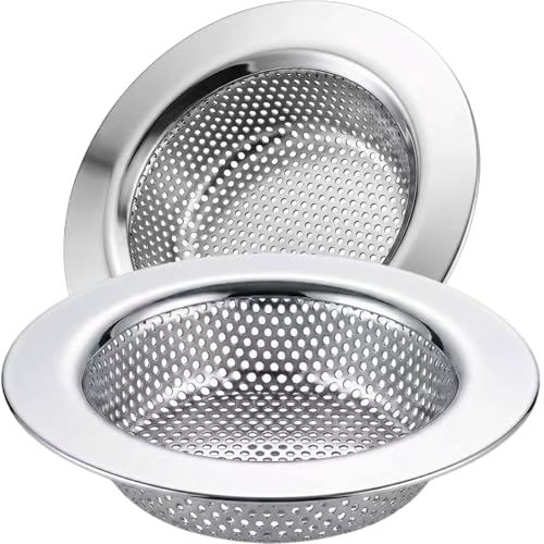 LASSHSWA 2 PCS Kitchen Sink Strainer Stainless Steel, Kitchen Sink Drain Strainer?Sink Strainers for Kitchen Sinks with Large Wide Rim 4.5" Diameter, 15 cm - Image 1