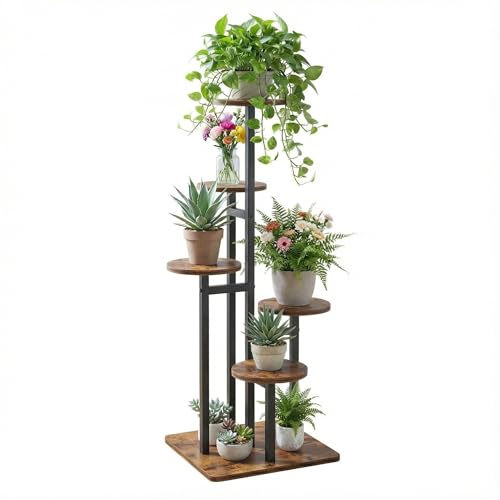 VonDream 5 Tier Plant Stand Indoor, Tiered Plant Stands for Indoor Plants Multiple, Corner Flower Stand for Living Room, Multi-Layer Vintage Design Plant Shelf - Image 1
