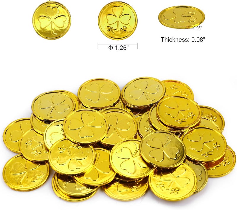 Konsait St Patricks Day Decorations StPatrick Shamrocks and Leprechauns Foil Table Confetti About 400Pcs Lucky Shamrock Plastic Coins 40Pkg for Saint Patrick Party Decoration Favors Supplies - Image 3