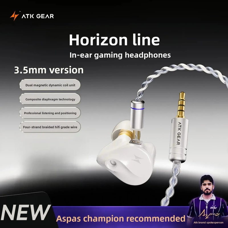 اي تي كي سماعة سلكية ATK Horizon Wired In-Ear Gaming Earphones, Hi-Fi Sound Localization, Mic, USB Type-C Dsp, 384kHz 32bit Dac, for PC - Image 1