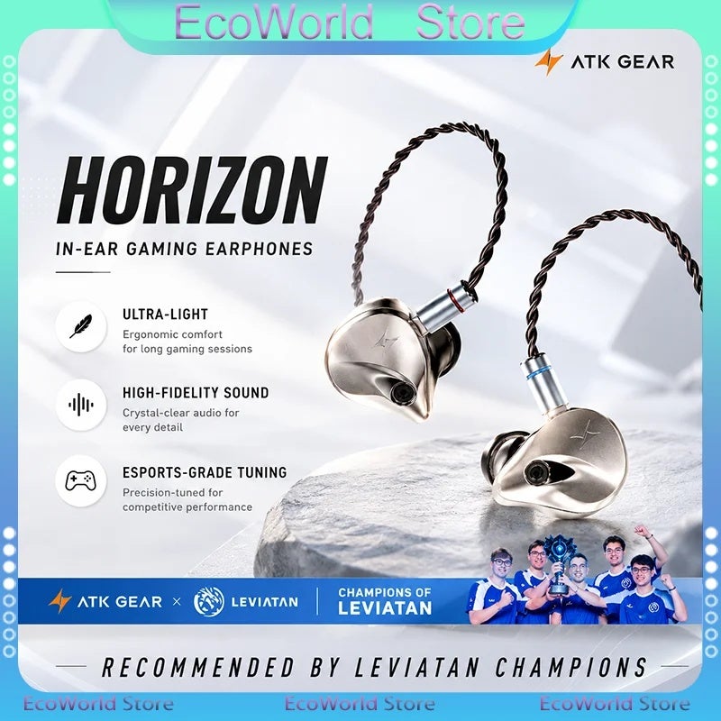 اي تي كي سماعة سلكية ATK Horizon Wired In-Ear Gaming Earphones, Hi-Fi Sound Localization, Mic, USB Type-C Dsp, 384kHz 32bit Dac, for PC - Image 2