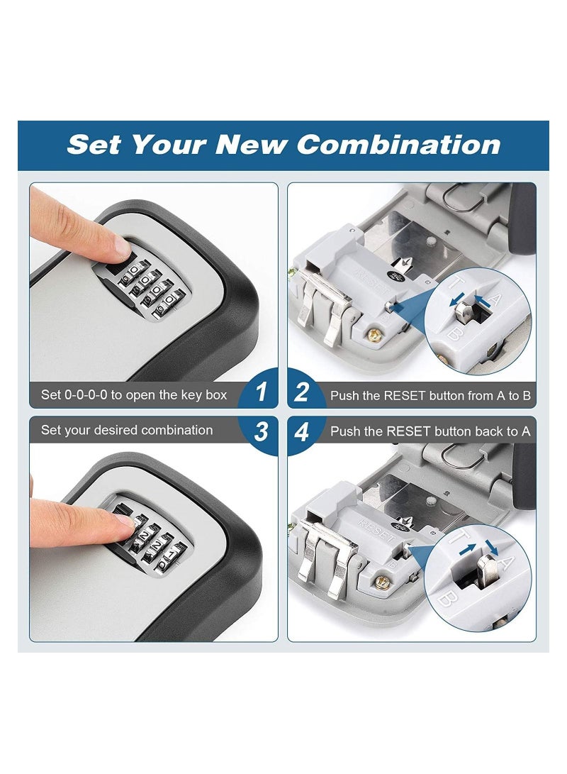 Key Lock Box, Security Key Lock 4-Digit Combination Waterproof Portable Key Storage Lockbox Wall Mount Large Capacity for House Key, Special Car Key, ID Card  - Image 5