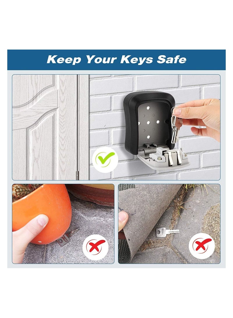 Key Lock Box, Security Key Lock 4-Digit Combination Waterproof Portable Key Storage Lockbox Wall Mount Large Capacity for House Key, Special Car Key, ID Card  - Image 2