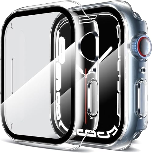 LK 2 Pack Hard PC Case with Tempered Glass Screen Protector Compatible for Apple Watch Series 6 SE 40mm UltraThin Overall Protective Cover for Apple Watch 6 SE 40mm Clear - Image 1