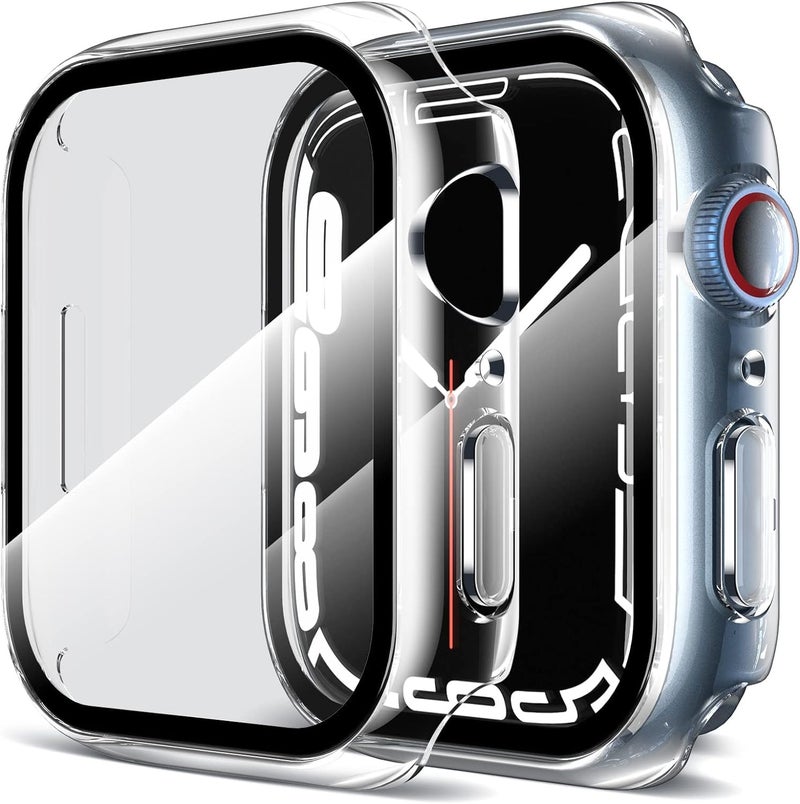 LK 2 Pack Hard PC Case with Tempered Glass Screen Protector Compatible for Apple Watch Series 6 SE 40mm UltraThin Overall Protective Cover for Apple Watch 6 SE 40mm Clear - Image 3