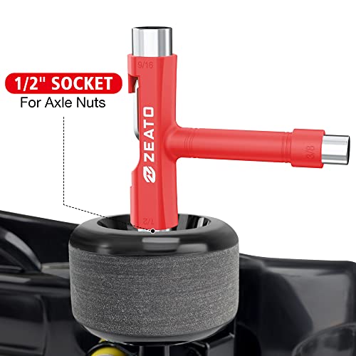 Zeato All-In-One Skate Tools Multi-function Portable Skateboard T Tool Accessory with T-type Allen Key and L-type Phillips Head Wrench Screwdriver - Red - Image 4