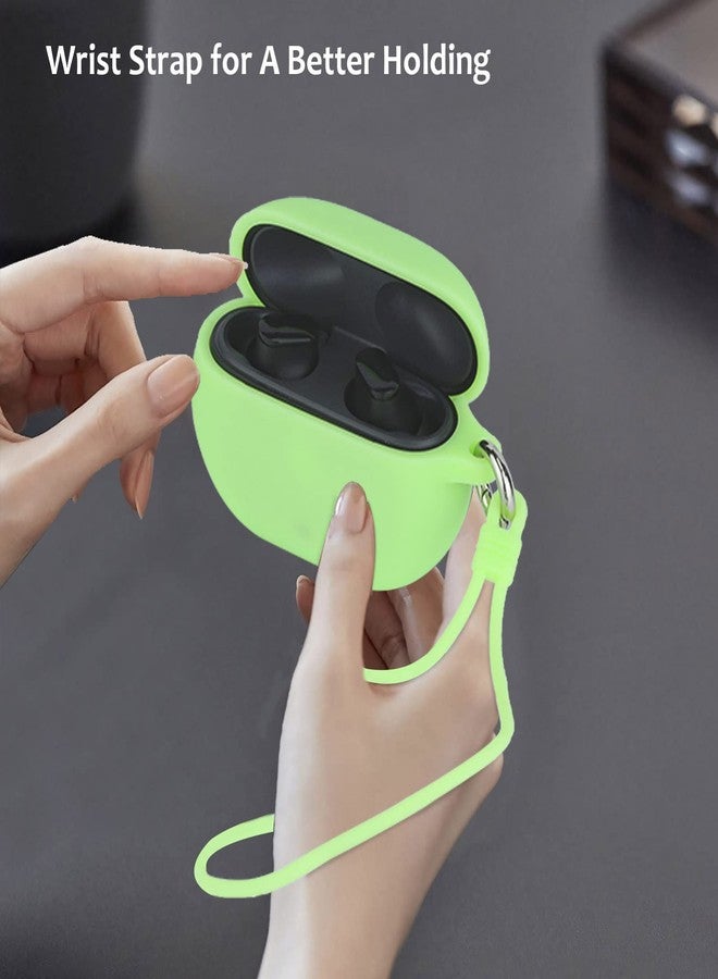 LEFXMOPHY Case Cover Replacement for Beats Studio Buds 2021 New Wireless Earbuds, Fluorescence Green Heavy Duty Silicone Protective Skin Sleeve Glow in Dark with Key Chain - Image 3