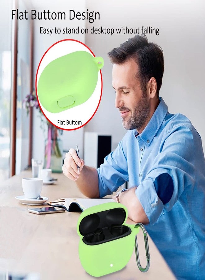 LEFXMOPHY Case Cover Replacement for Beats Studio Buds 2021 New Wireless Earbuds, Fluorescence Green Heavy Duty Silicone Protective Skin Sleeve Glow in Dark with Key Chain - Image 4