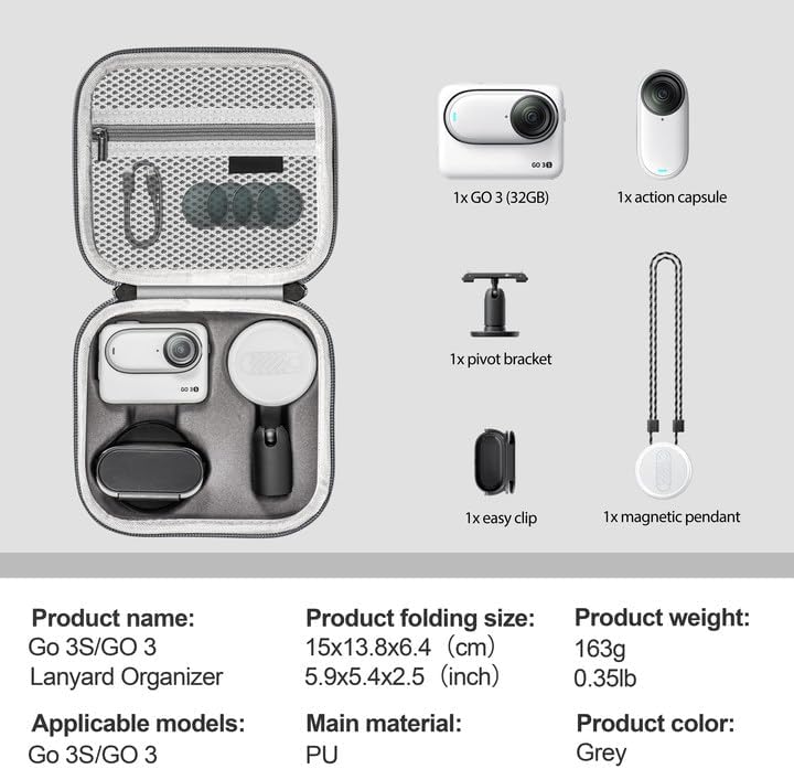 Tomat Carrying Case for Insta360 GO 3 Action, Storage Bag Mini Protective Case Compatible for Insta360 GO 3 Action Camera Accessories - Image 2