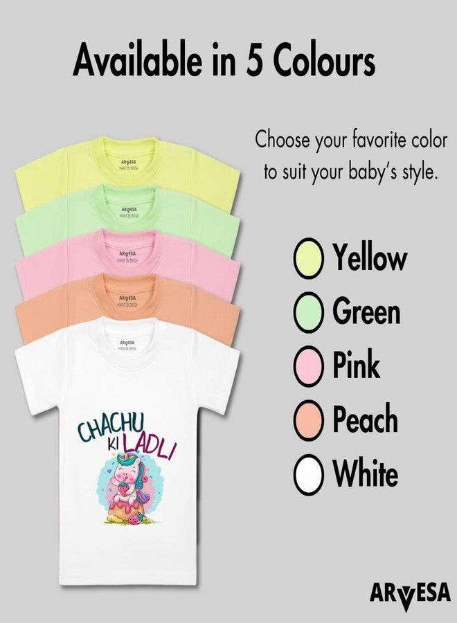 ARVESA Chachu Ki Ladli TS-1173 Chachu Baby Tshirt for Kids Boys & Girls Half Sleeves Round Neck Clothes Tshirt for Kids Boys 1 Months to 6 Years Dress Pink - Image 4