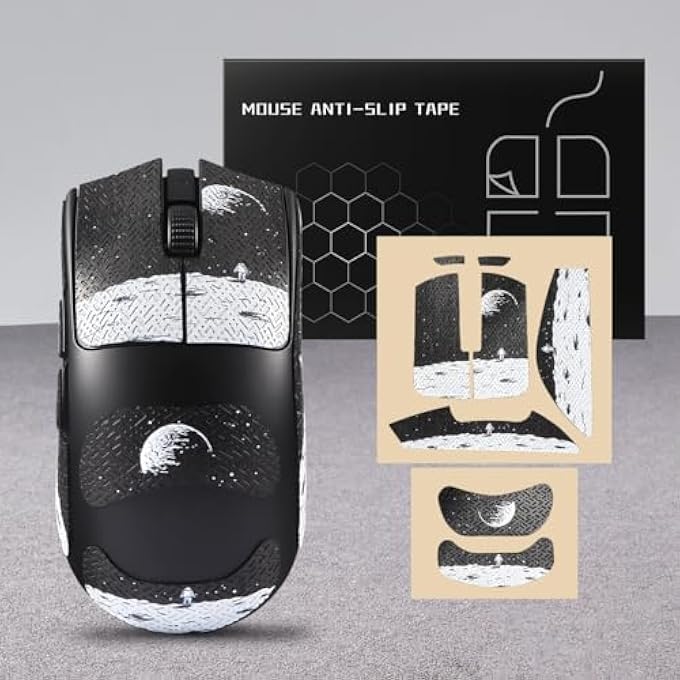 rayihni EARTH PATTERN MOUSE GRIP TAPE STICKERS FOR RAZER VIPER V3 PRO, ANTI SLIP SKIN, SWEAT-RESISTANT, PRE-CUT, BLACK, PVC, POWDER COATED, SINGLE USE, INDOOR, GAMING MOUSE ACCESSORY, STICKER - Image 2