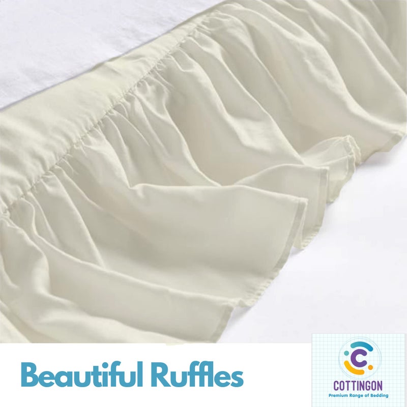Cottingon Ruffled Bed Skirt with Split Corners-Dust Ruffle - 16" Drop 100% Microfiber Soft,Sheen & Luxurious Look - Bed Skirts (White -King) - Image 5