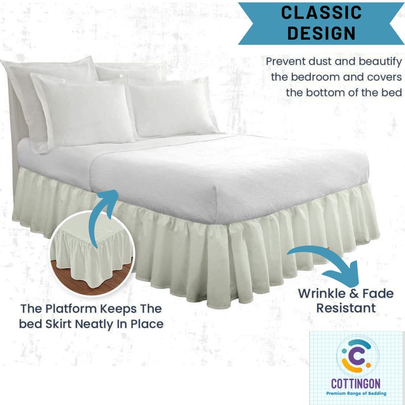 Cottingon Ruffled Bed Skirt with Split Corners-Dust Ruffle - 16" Drop 100% Microfiber Soft,Sheen & Luxurious Look - Bed Skirts (White -King) - Image 4