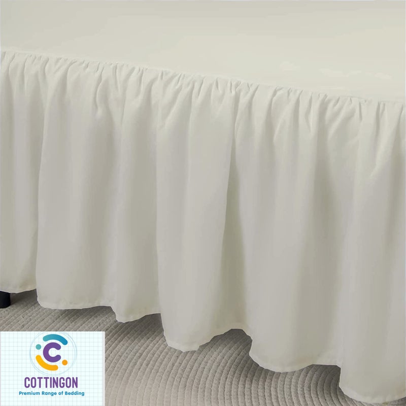 Cottingon Ruffled Bed Skirt with Split Corners-Dust Ruffle - 16" Drop 100% Microfiber Soft,Sheen & Luxurious Look - Bed Skirts (White -King) - Image 2