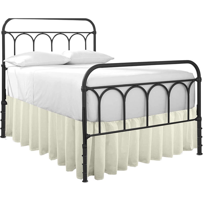 Cottingon Ruffled Bed Skirt with Split Corners-Dust Ruffle - 16" Drop 100% Microfiber Soft,Sheen & Luxurious Look - Bed Skirts (White -King) - Image 1
