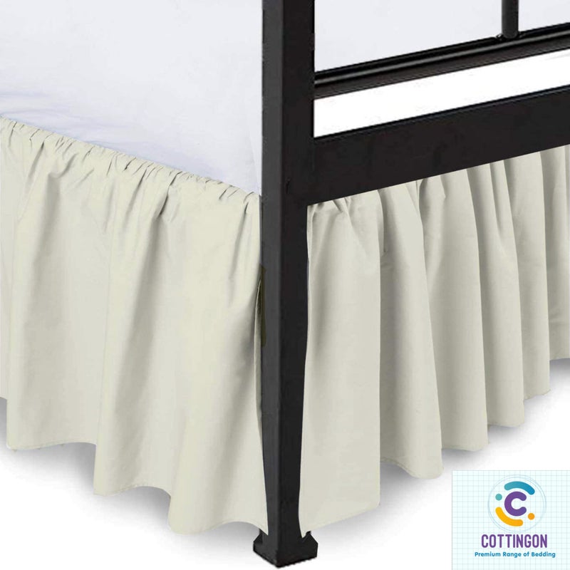 Cottingon Ruffled Bed Skirt with Split Corners-Dust Ruffle - 16" Drop 100% Microfiber Soft,Sheen & Luxurious Look - Bed Skirts (White -King) - Image 3