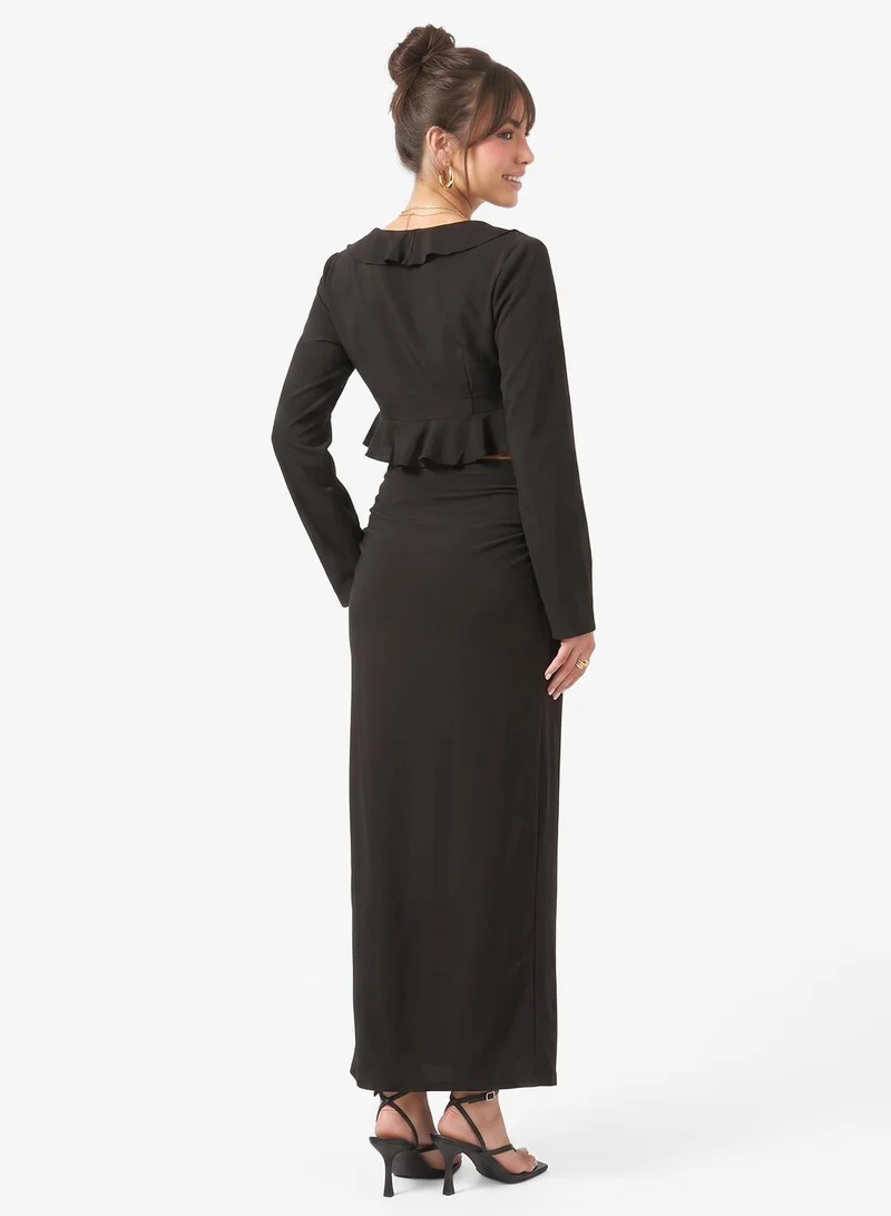 Ginger  Ruffle Detail Crop Top & Skirt Coord Set for Women | Best Price UAE