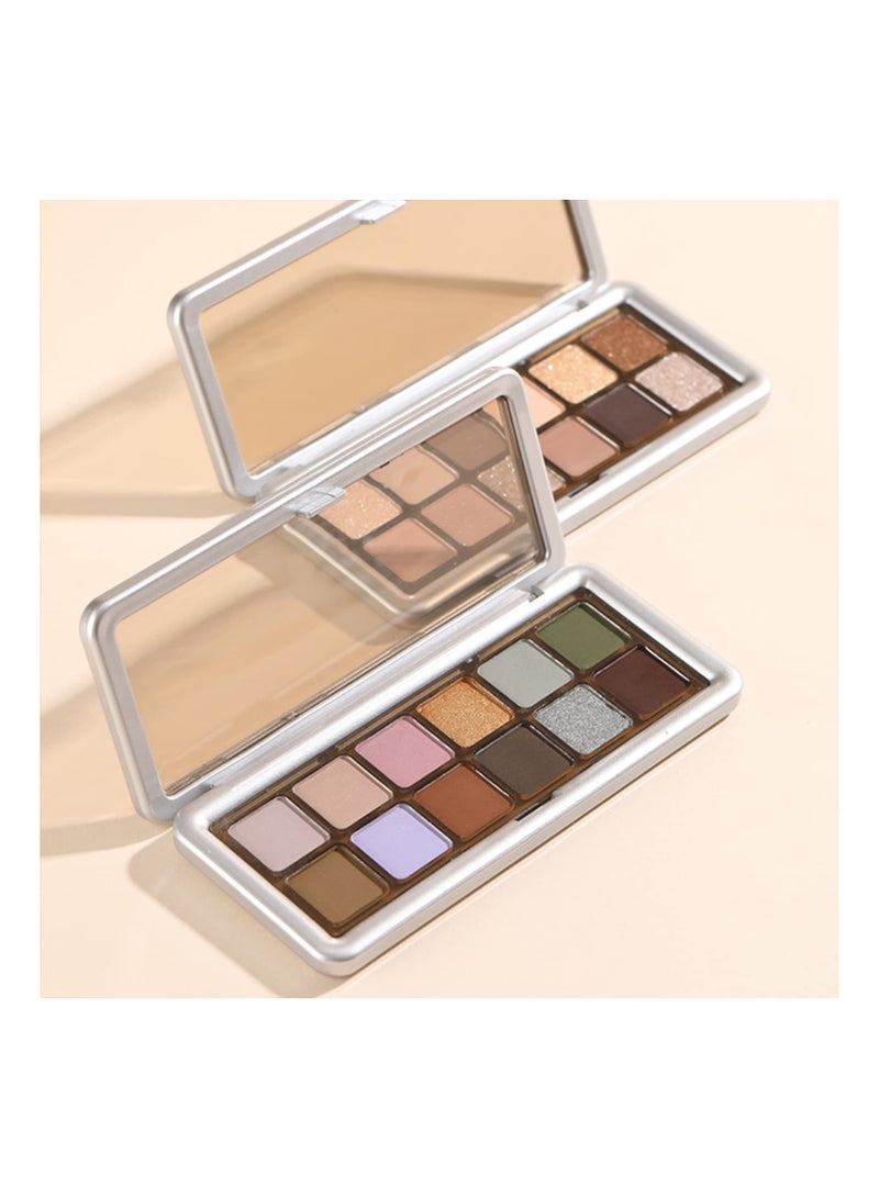 SYOSI لوحة مكياج العيون عالية الصبغة، 12 لون ظلال عيون غير لامعة ولامعة ومعدنية، مجموعة مكياج ظلال عيون طويلة الأمد مع فرشاة - Image 5