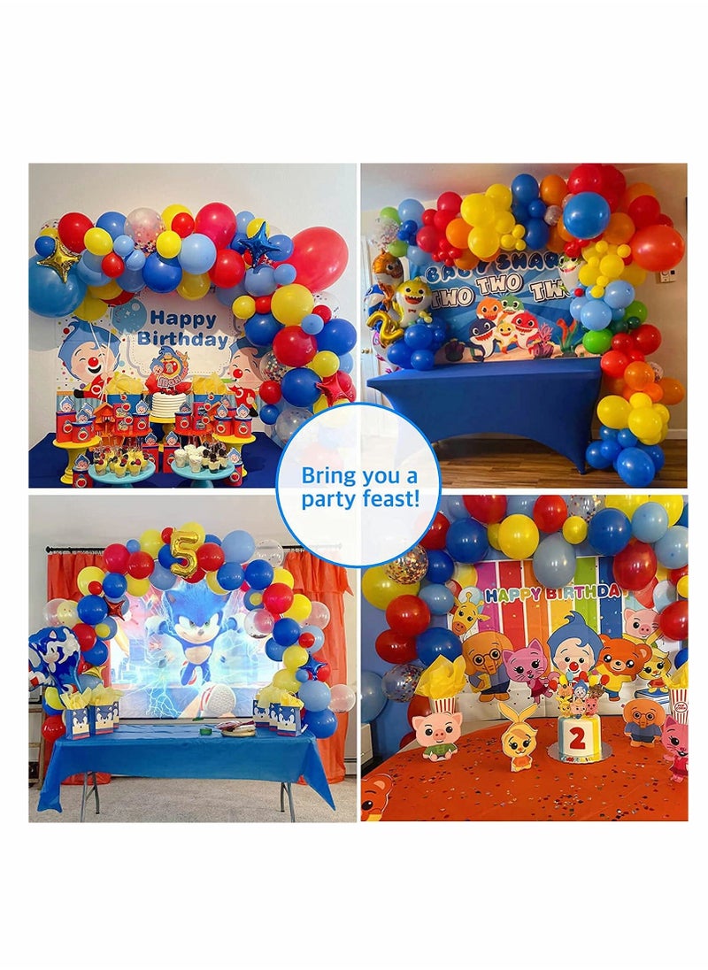 Generic - Carnival Circus Balloon Arch and Garland Kit, 120pcs Red Yellow Blue Rainbow Multicolor Latex Confetti Balloons and Star Foil Balloons, for Baby Shower Paw Birthday Wedding Party Decorations - Image 1