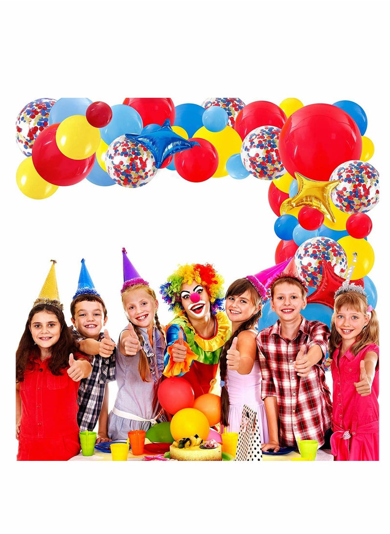 Generic - Carnival Circus Balloon Arch and Garland Kit, 120pcs Red Yellow Blue Rainbow Multicolor Latex Confetti Balloons and Star Foil Balloons, for Baby Shower Paw Birthday Wedding Party Decorations - Image 1
