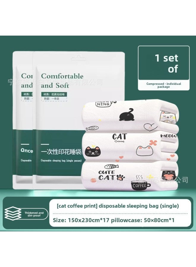 Travel Disposable Sleeping Bag Summer Single Double Hotel Dirty Bed Sheet Portable Quilt Cover Travel Cotton Quilt Cover-Color:Single Sleeping Bag 150*230cm Printed - Image 1