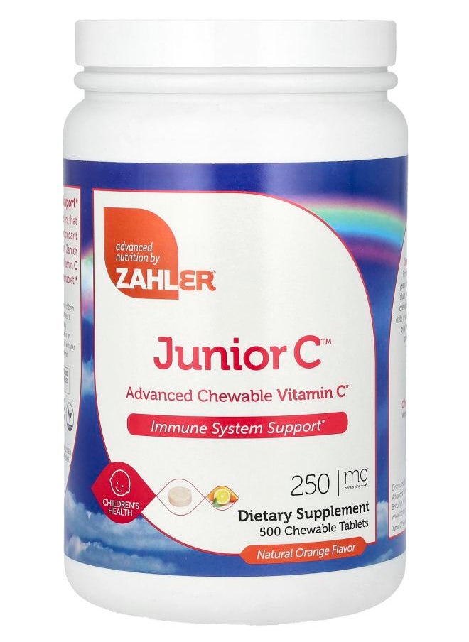 Zahler Junior C Advanced Chewable Vitamin C Natural Orange 250 mg 500 Chewable Tablets 